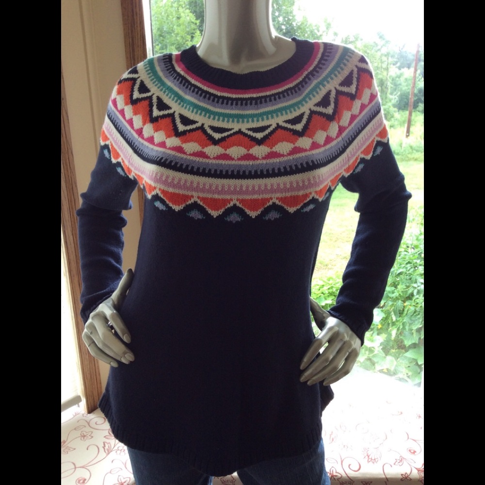 Talbots Fair Isle Tunic Sweater Size Small